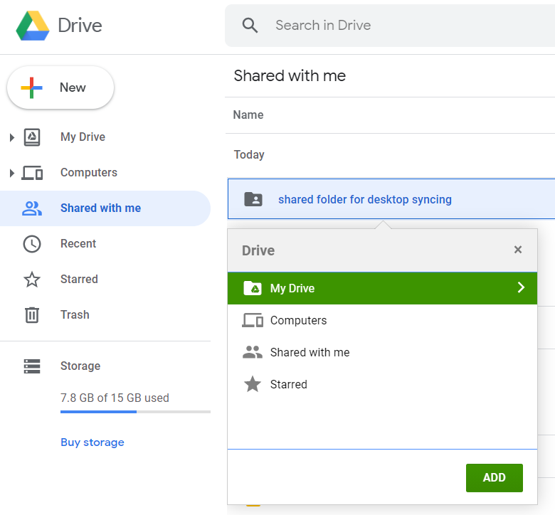 sync folders google drive android