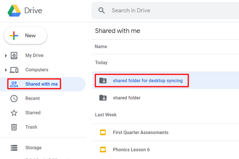 google backup and sync shared folders