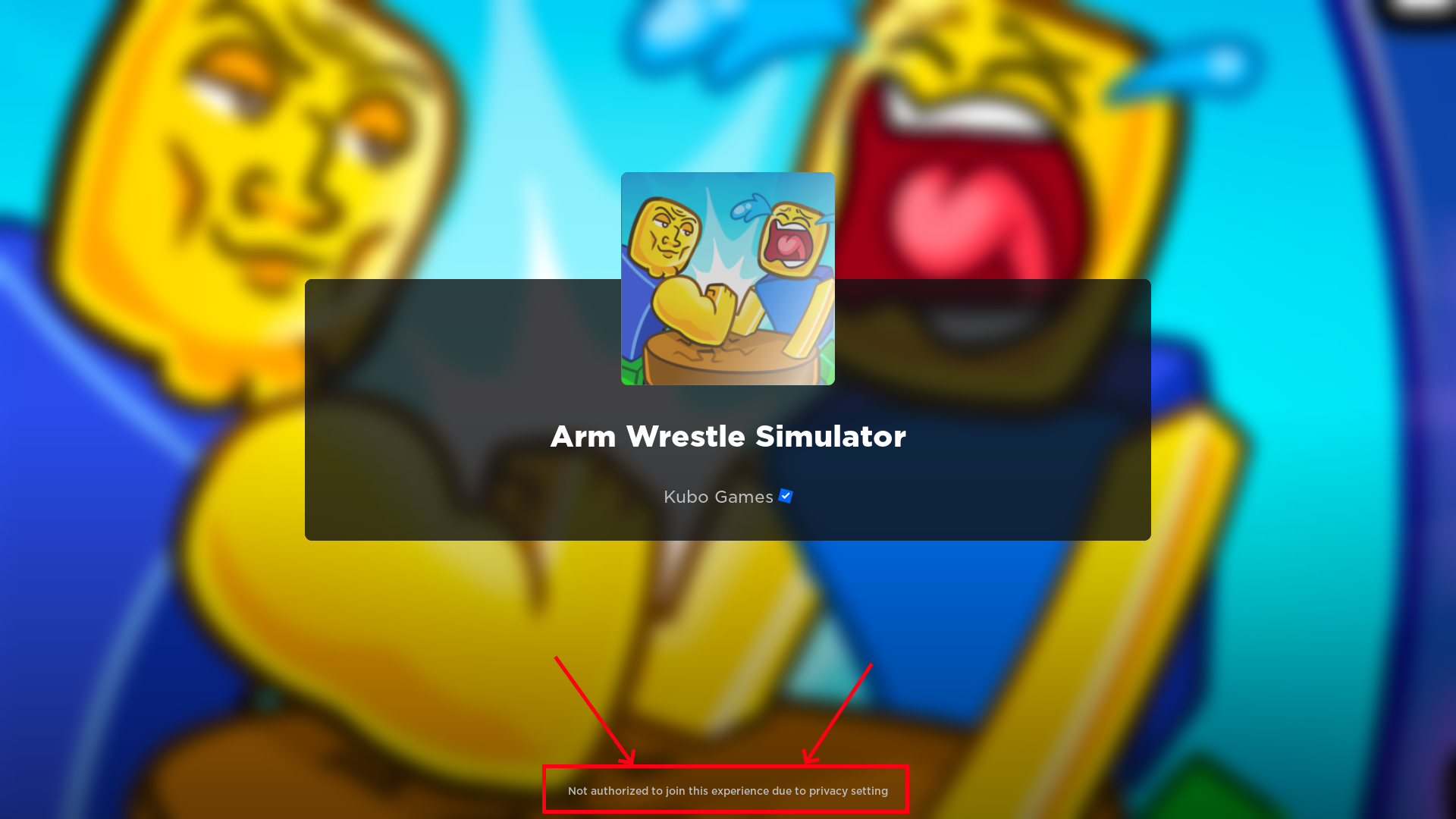 screenshot showing the error roblox Not Authorized to Join This Experience error